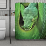Green Reticulated Python Snake Print Polyester Shower Curtain