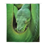 Green Reticulated Python Snake Print Polyester Shower Curtain