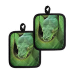 Green Reticulated Python Snake Print Pot Holders