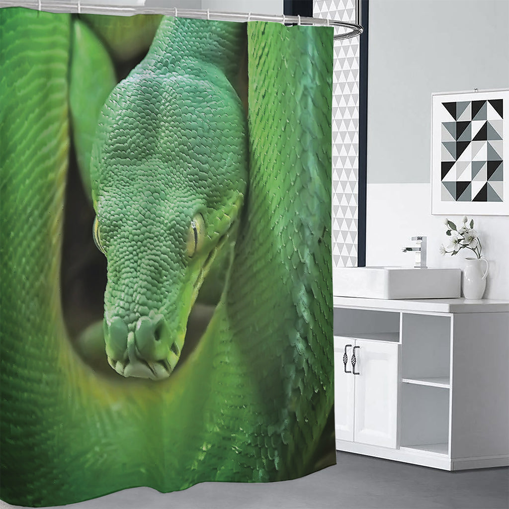 Green Reticulated Python Snake Print Premium Shower Curtain