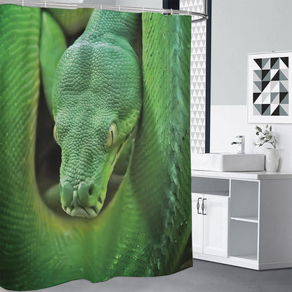 Green Reticulated Python Snake Print Premium Shower Curtain