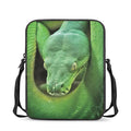 Green Reticulated Python Snake Print Rectangular Crossbody Bag