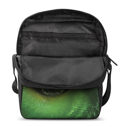 Green Reticulated Python Snake Print Rectangular Crossbody Bag