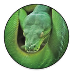 Green Reticulated Python Snake Print Round Floor Mat
