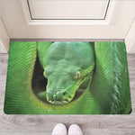 Green Reticulated Python Snake Print Rubber Doormat