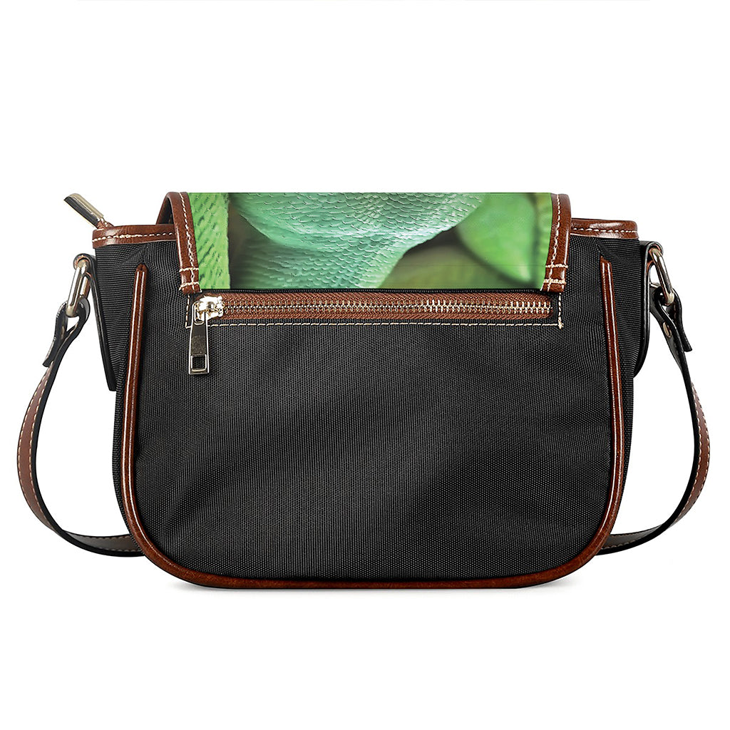 Green Reticulated Python Snake Print Saddle Bag
