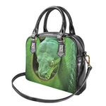 Green Reticulated Python Snake Print Shoulder Handbag