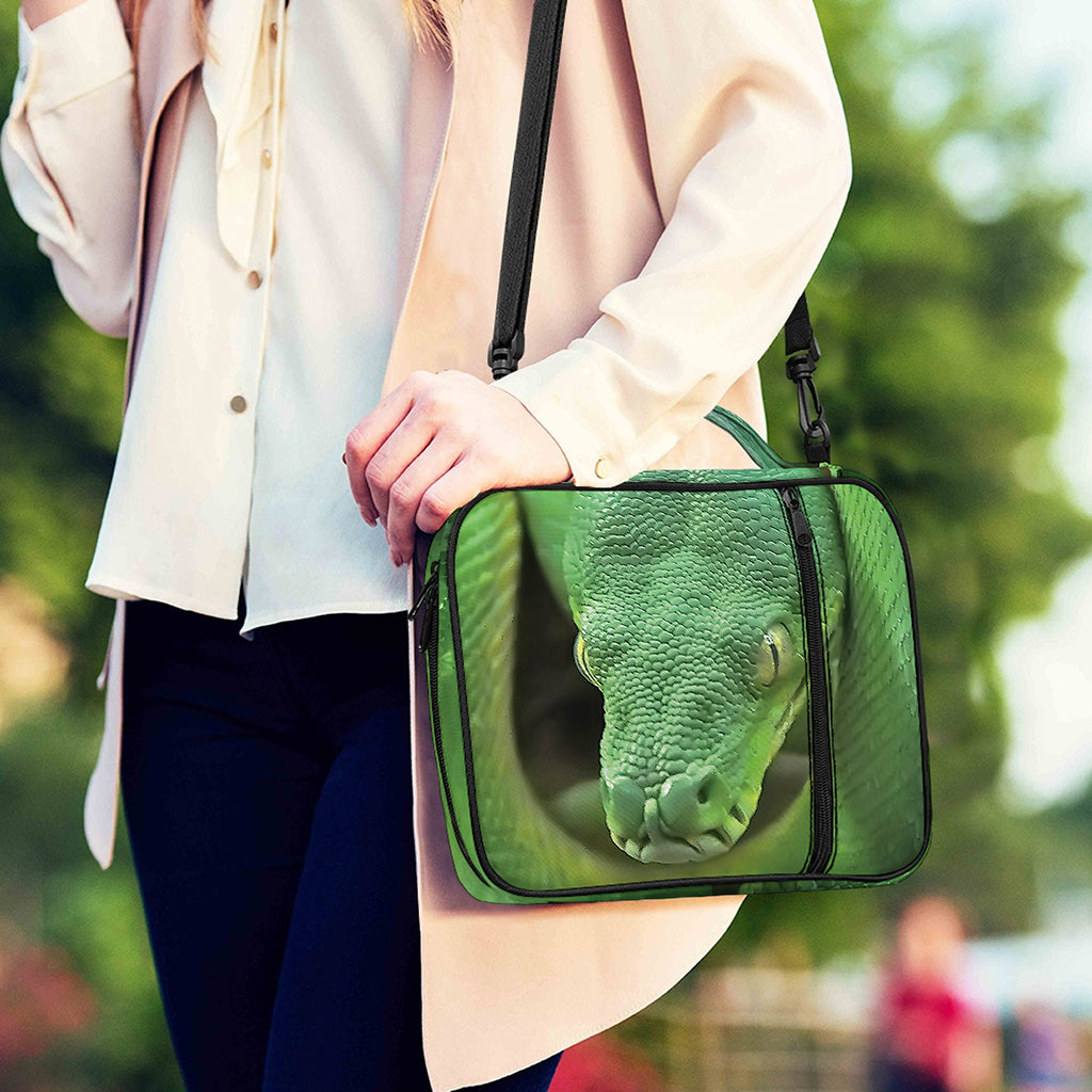 Green Reticulated Python Snake Print Shoulder Strap Bible Bag