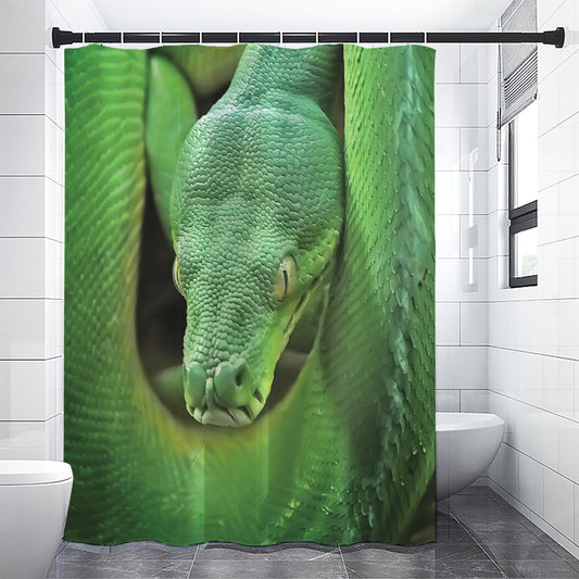 Green Reticulated Python Snake Print Shower Curtain