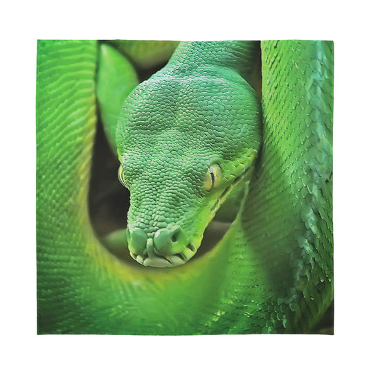 Green Reticulated Python Snake Print Silk Bandana