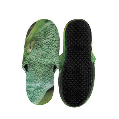 Green Reticulated Python Snake Print Slippers