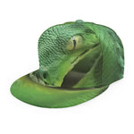Green Reticulated Python Snake Print Snapback Cap