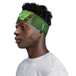 Green Reticulated Python Snake Print Sports Headband