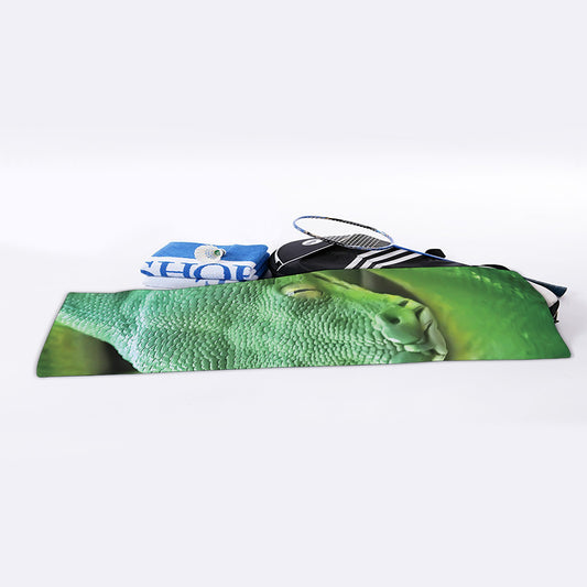 Green Reticulated Python Snake Print Sports Towel