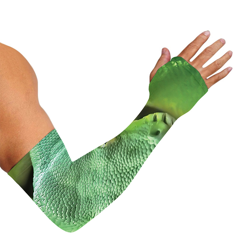 Green Reticulated Python Snake Print Sun Protection Arm Sleeves