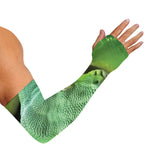 Green Reticulated Python Snake Print Sun Protection Arm Sleeves