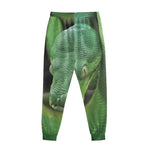 Green Reticulated Python Snake Print Sweatpants