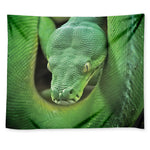 Green Reticulated Python Snake Print Tapestry