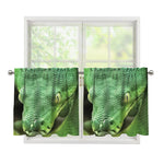 Green Reticulated Python Snake Print Tier Curtains