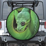 Green Reticulated Python Snake Print Tire Cover With Camera Hole