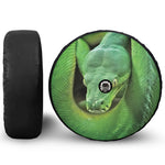 Green Reticulated Python Snake Print Tire Cover With Camera Hole