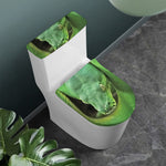 Green Reticulated Python Snake Print Toilet Lid And Tank Cover Set