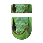 Green Reticulated Python Snake Print Toilet Lid And Tank Cover Set