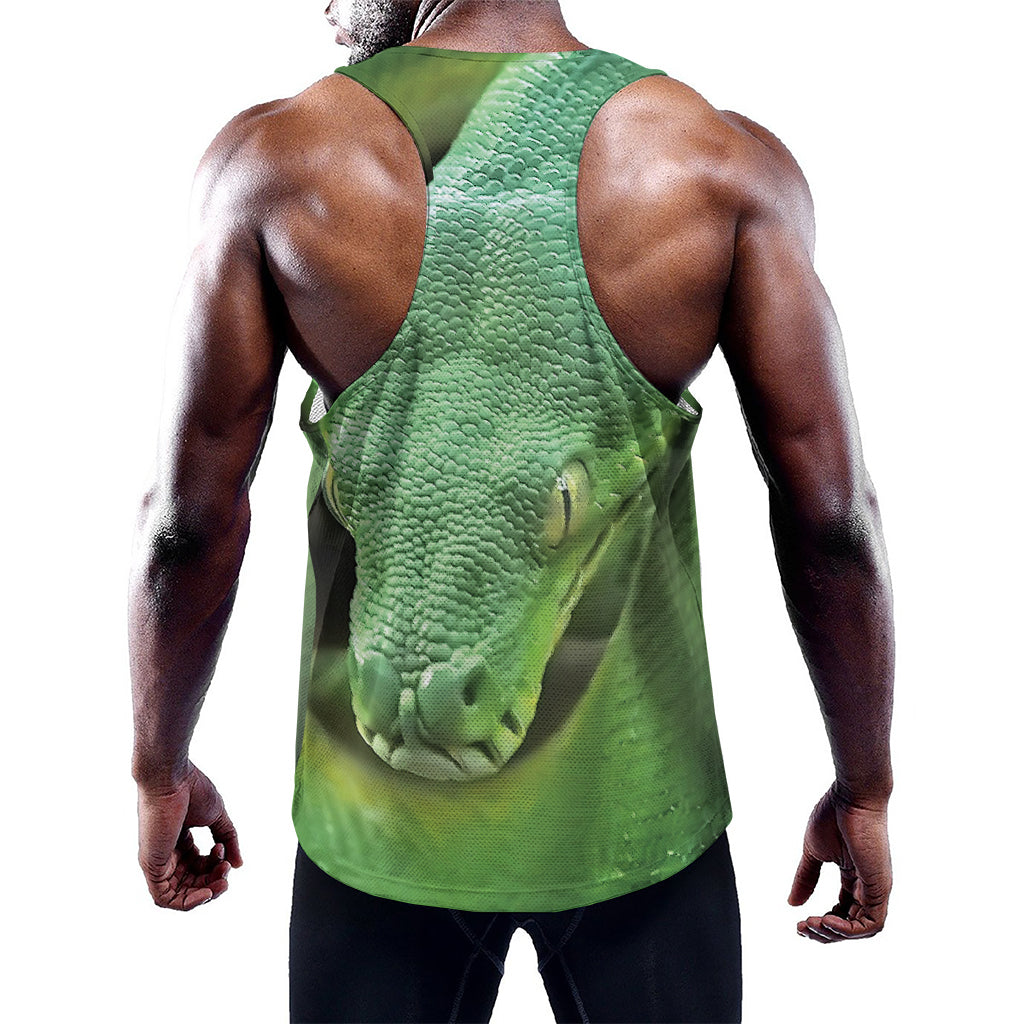 Green Reticulated Python Snake Print Training Tank Top