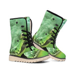 Green Reticulated Python Snake Print Winter Boots