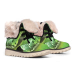 Green Reticulated Python Snake Print Winter Boots