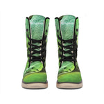 Green Reticulated Python Snake Print Winter Boots