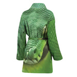 Green Reticulated Python Snake Print Women's Bathrobe
