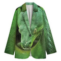 Green Reticulated Python Snake Print Women's Blazer