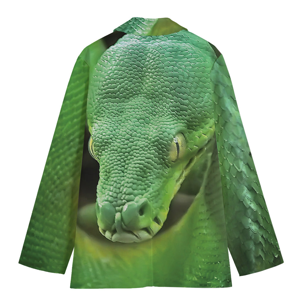 Green Reticulated Python Snake Print Women's Blazer