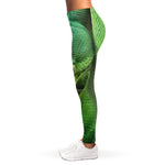 Green Reticulated Python Snake Print Women's Leggings