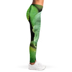 Green Reticulated Python Snake Print Women's Leggings