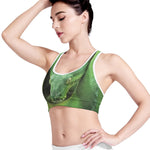 Green Reticulated Python Snake Print Women's Sports Bra