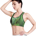 Green Reticulated Python Snake Print Women's Sports Bra