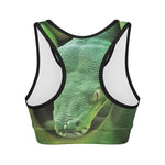 Green Reticulated Python Snake Print Women's Sports Bra