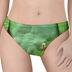 Green Reticulated Python Snake Print Women's Thong