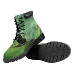 Green Reticulated Python Snake Print Work Boots