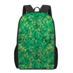 Green Shamrock Leaf Pattern Print 17 Inch Backpack