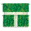Green Shamrock Leaf Pattern Print 3 Piece Kitchen Curtains