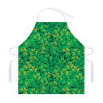 Green Shamrock Leaf Pattern Print Adjustable Apron