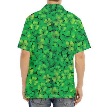 Green Shamrock Leaf Pattern Print Aloha Shirt