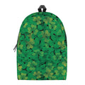 Green Shamrock Leaf Pattern Print School Backpack