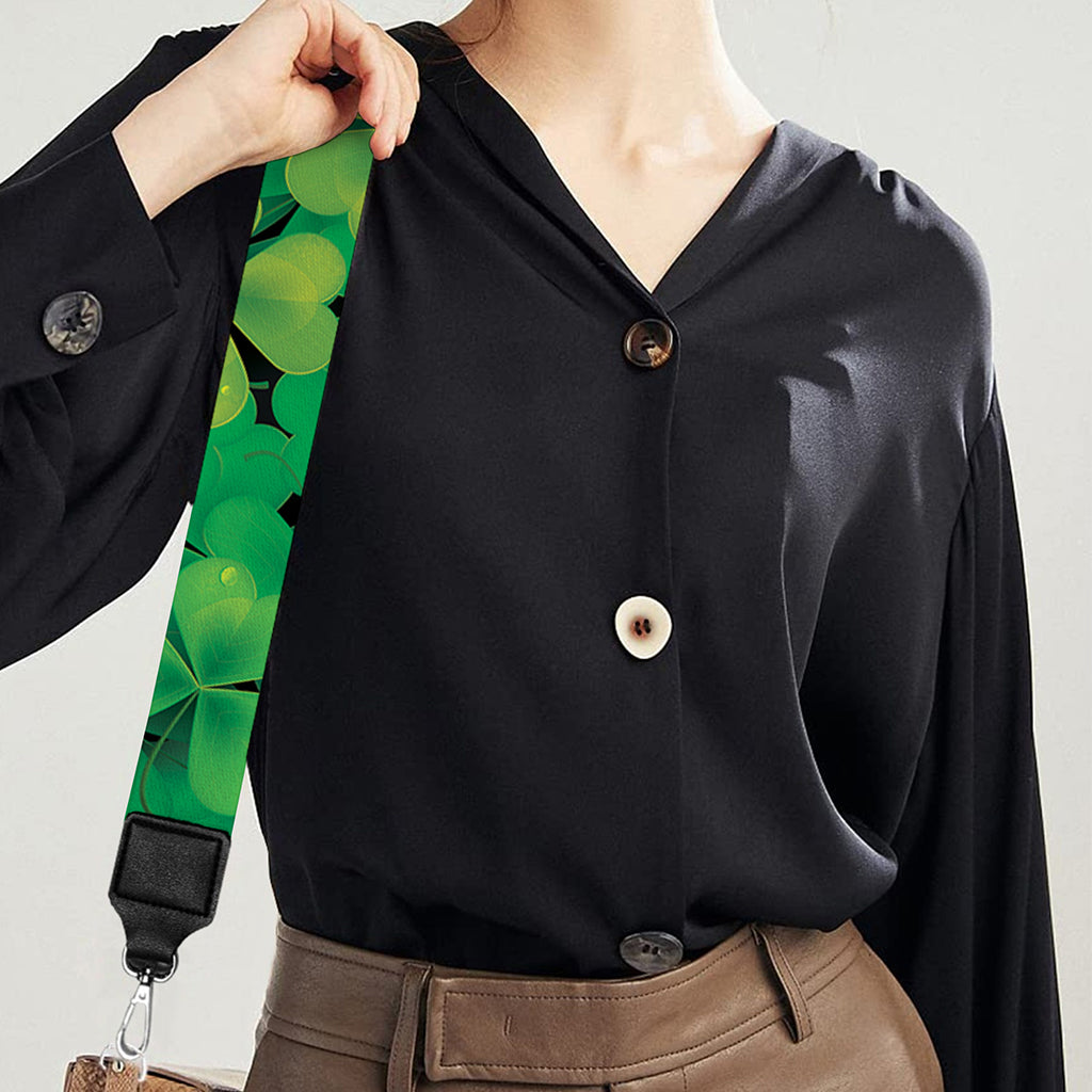 Green Shamrock Leaf Pattern Print Bag Strap