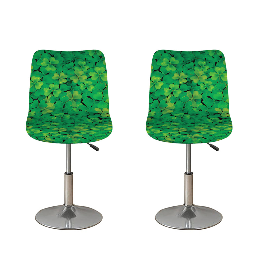 Green Shamrock Leaf Pattern Print Bar Stool Covers