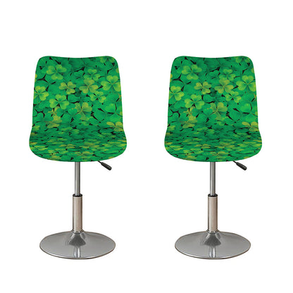 Green Shamrock Leaf Pattern Print Bar Stool Covers