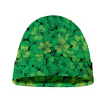 Green Shamrock Leaf Pattern Print Beanie